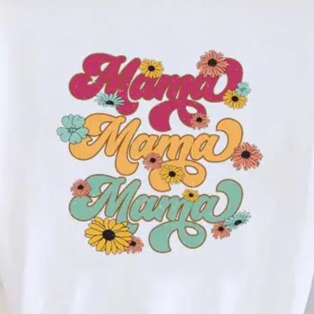 Women's MAMA Multicolor Logo Printed Round Neck Short-Sleeved T-Shirt Size L